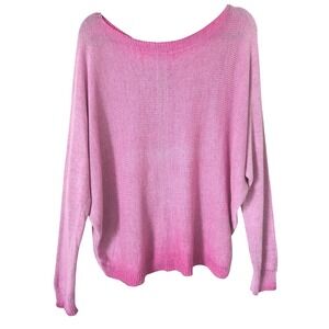 Gigi Moda Pink Ombre Metallic Knit Back Zipper Dolman Sweater Made in Italy